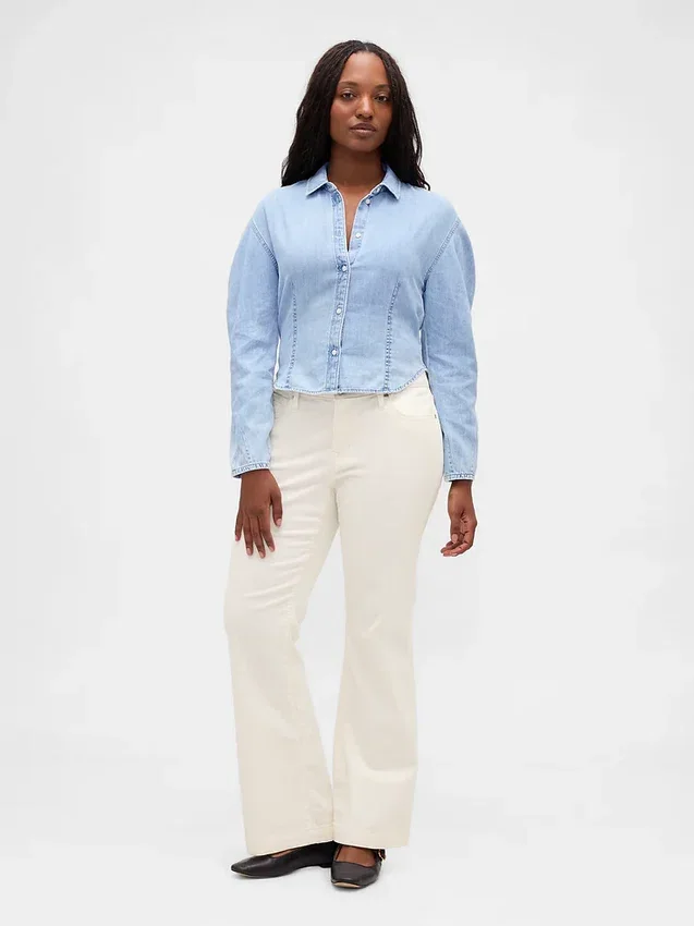 Lage taille, lange en slanke corduroybroek