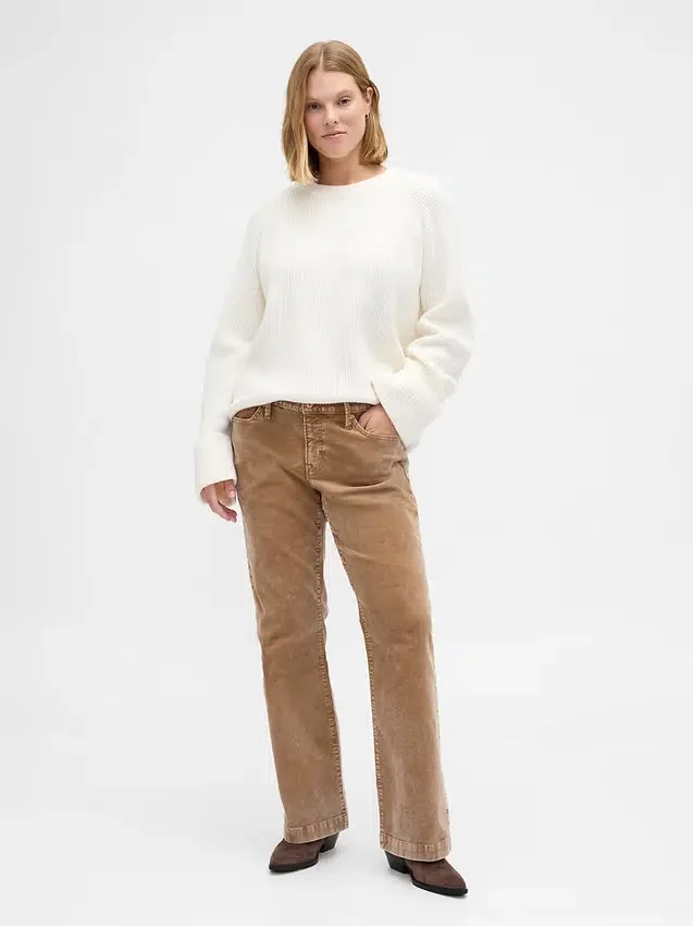 Lage taille, lange en slanke corduroybroek