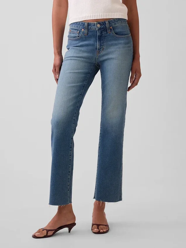 Lage taille, lange en slanke cropped Jeans