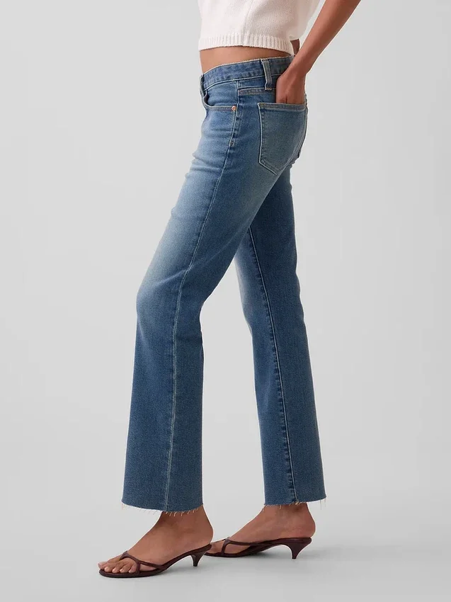 Lage taille, lange en slanke cropped Jeans