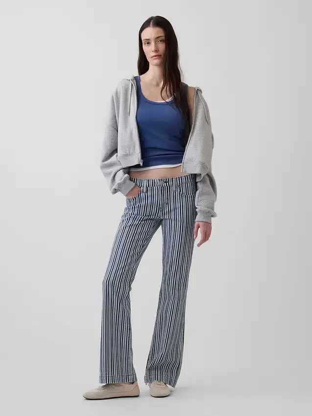 Lage taille, lange en slanke gestreepte Jeans