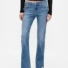 Lage taille, lange en slanke Jeans met gespleten zoom