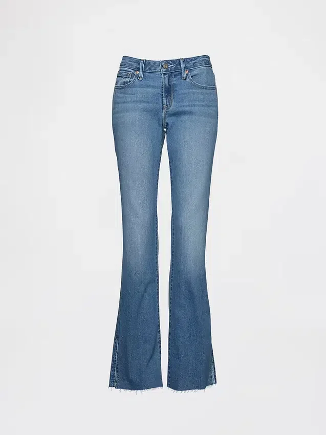 Lage taille, lange en slanke Jeans met gespleten zoom