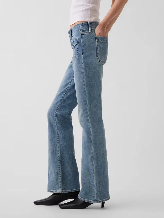 Lage taille, lange en slanke Jeans met opgestikte zakken