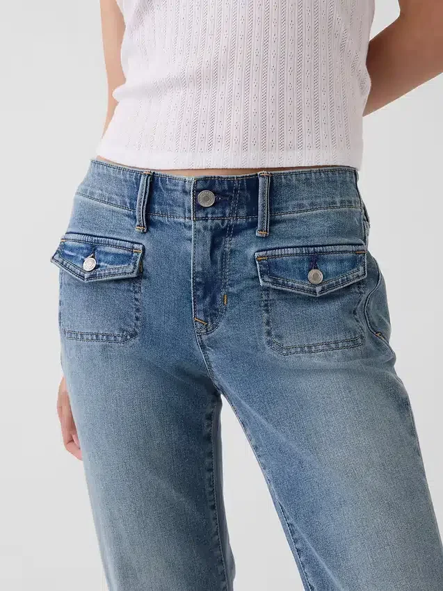 Lage taille, lange en slanke Jeans met opgestikte zakken