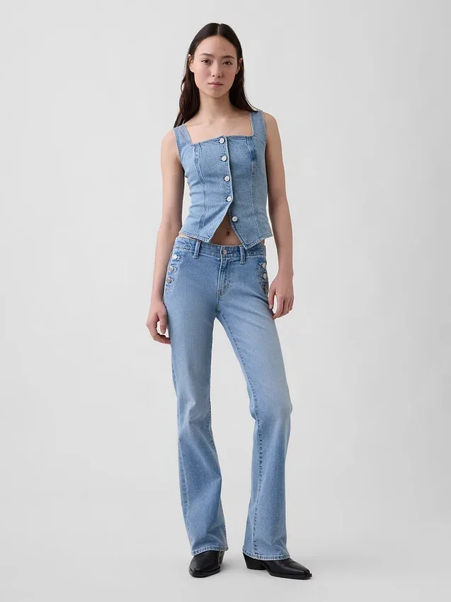 Lage taille, lange en slanke zeemansjeans