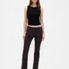 Lage taille twill broek met lang en slank silhouet