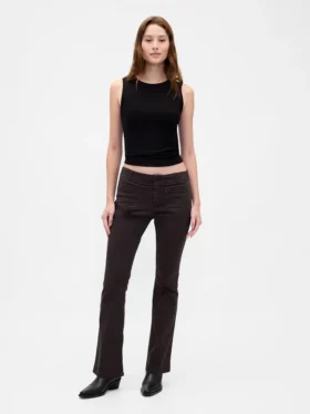Lage taille twill broek met lang en slank silhouet