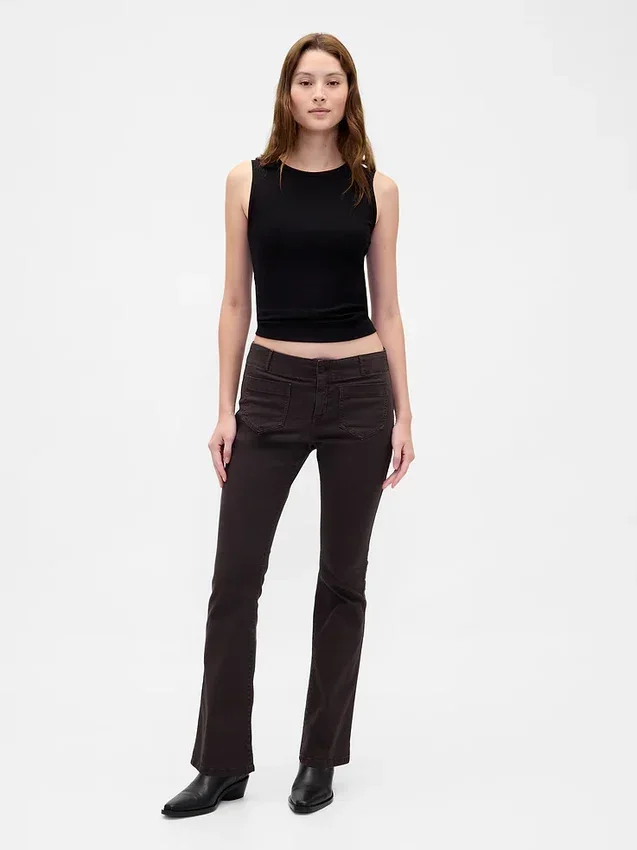Lage taille twill broek met lang en slank silhouet