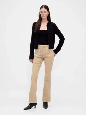 Lage taille twill broek met lang en slank silhouet