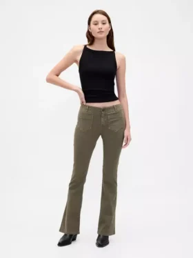 Lage taille twill broek met lang en slank silhouet