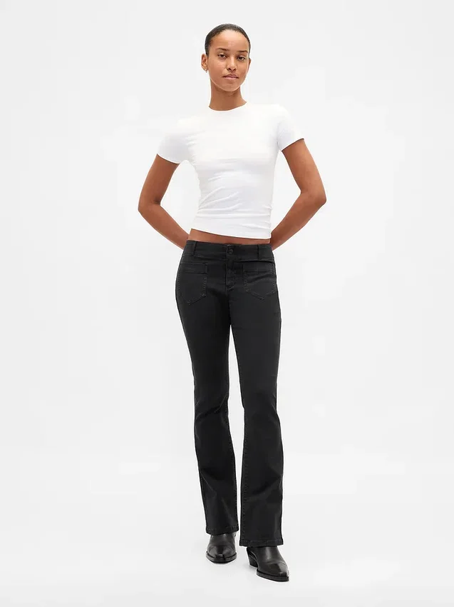 Lage taille twill broek met lang en slank silhouet