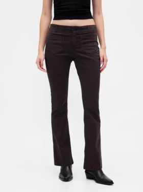 Lage taille twill broek met lang en slank silhouet