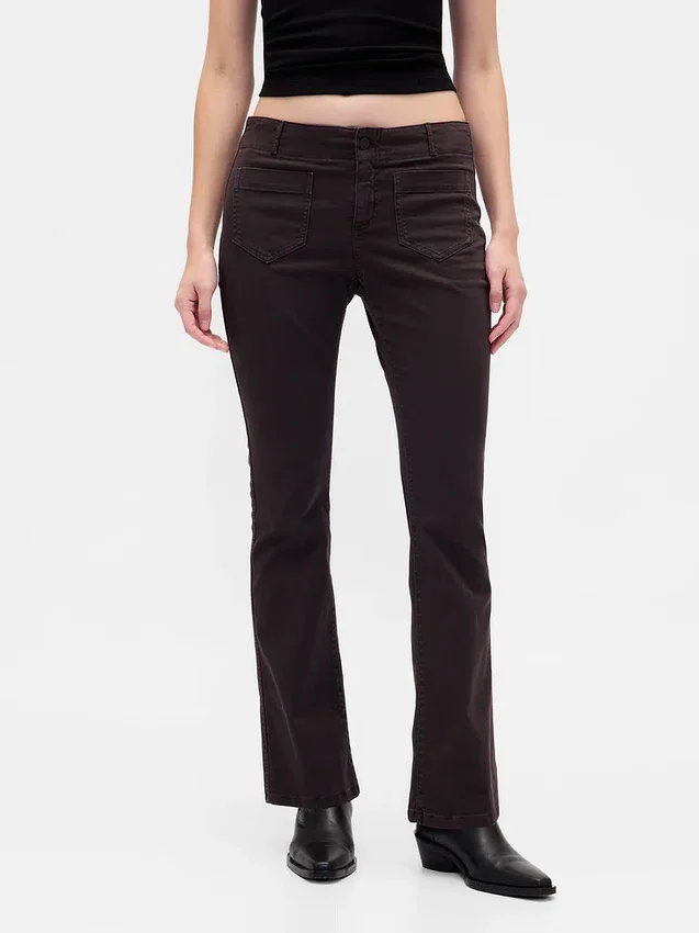 Lage taille twill broek met lang en slank silhouet