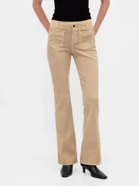 Lage taille twill broek met lang en slank silhouet