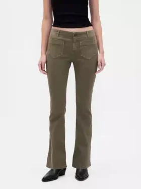 Lage taille twill broek met lang en slank silhouet