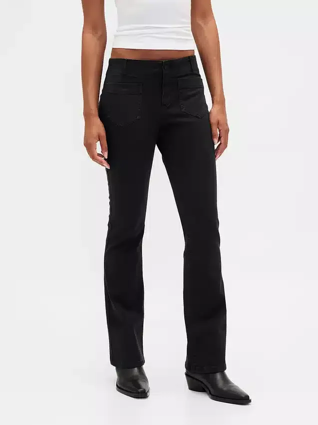 Lage taille twill broek met lang en slank silhouet