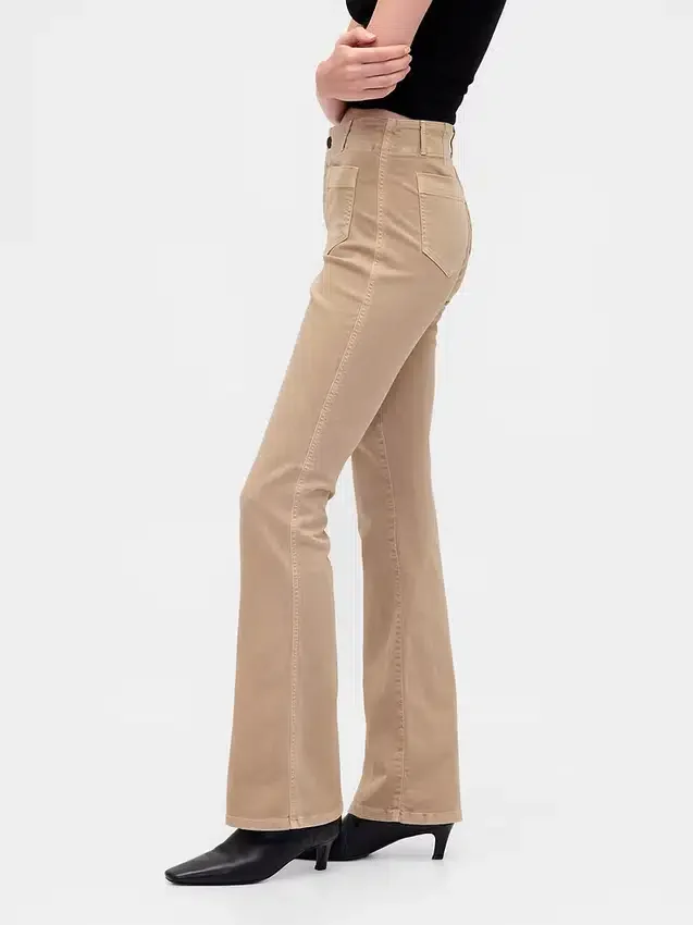 Lage taille twill broek met lang en slank silhouet