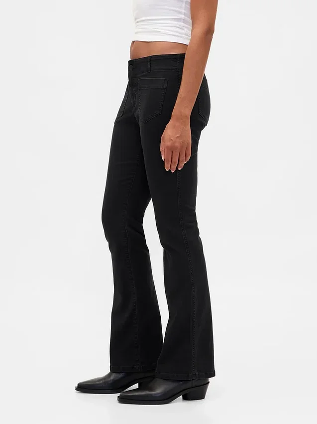 Lage taille twill broek met lang en slank silhouet
