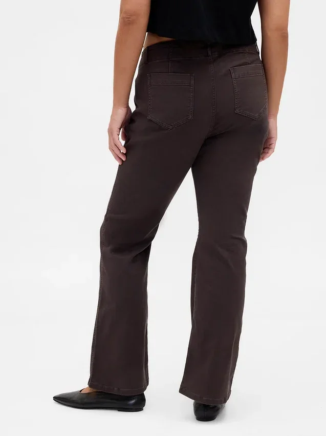 Lage taille twill broek met lang en slank silhouet