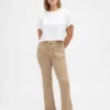 Lage taille twill broek met lang en slank silhouet