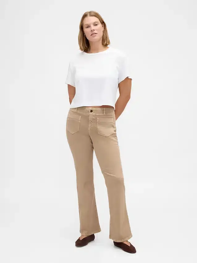 Lage taille twill broek met lang en slank silhouet