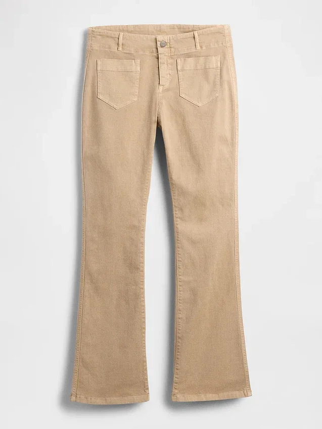 Lage taille twill broek met lang en slank silhouet