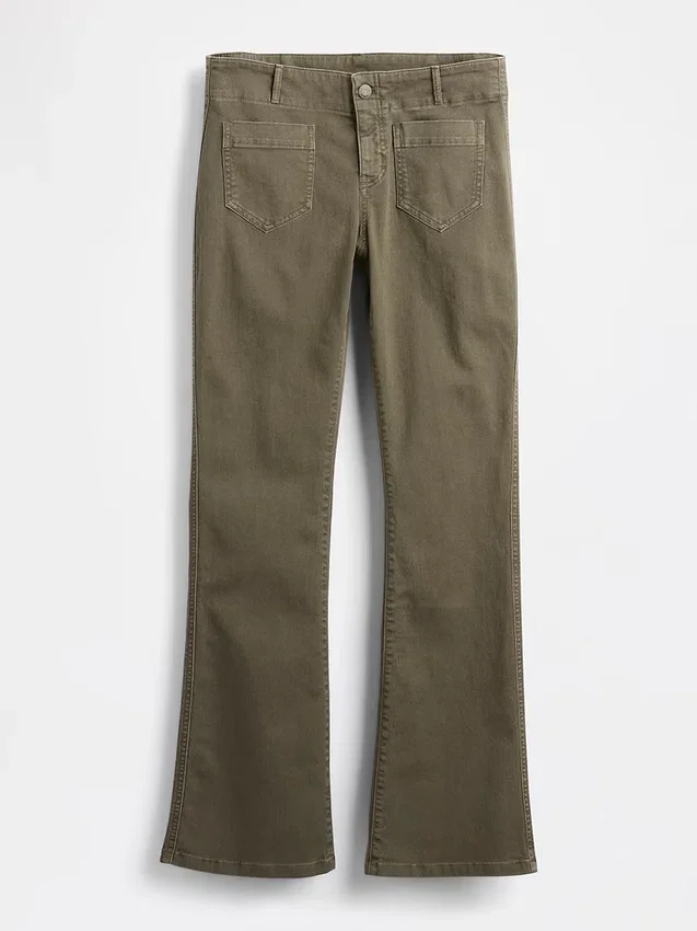 Lage taille twill broek met lang en slank silhouet