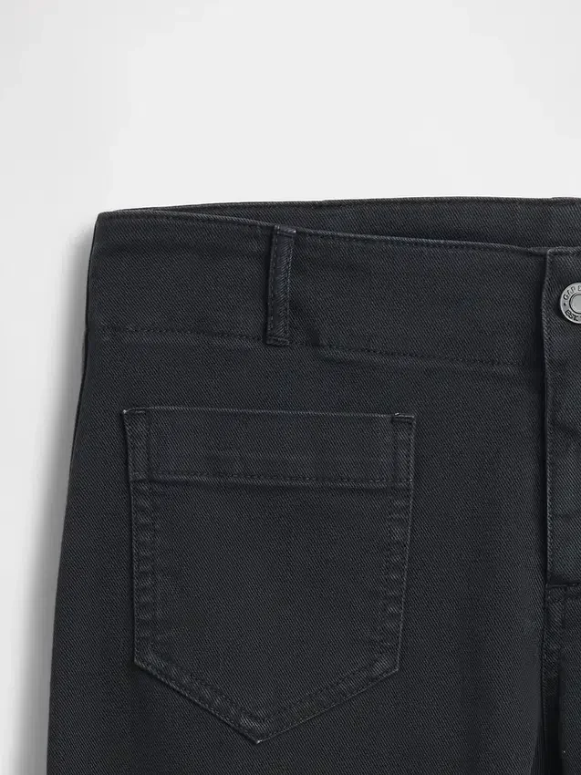 Lage taille twill broek met lang en slank silhouet