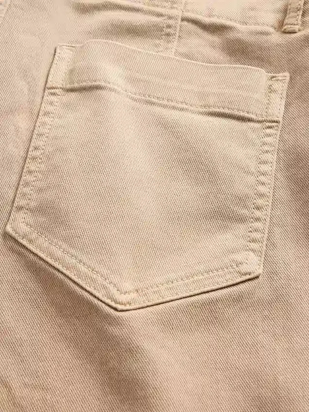 Lage taille twill broek met lang en slank silhouet