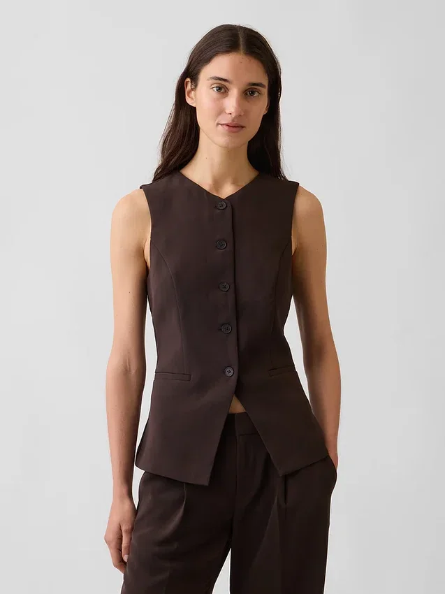 Lang model vest met hoge hals