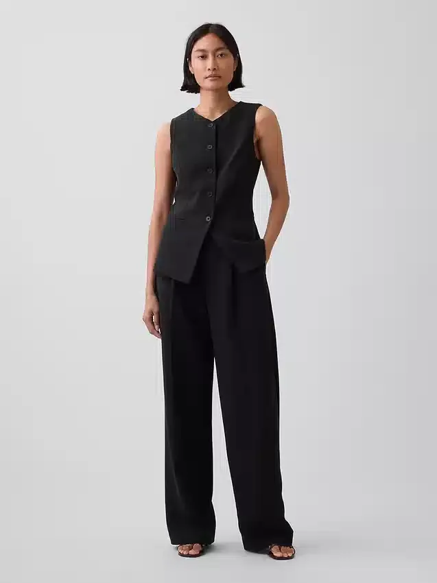 Lang model vest met hoge hals