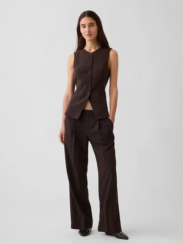 Lang model vest met hoge hals