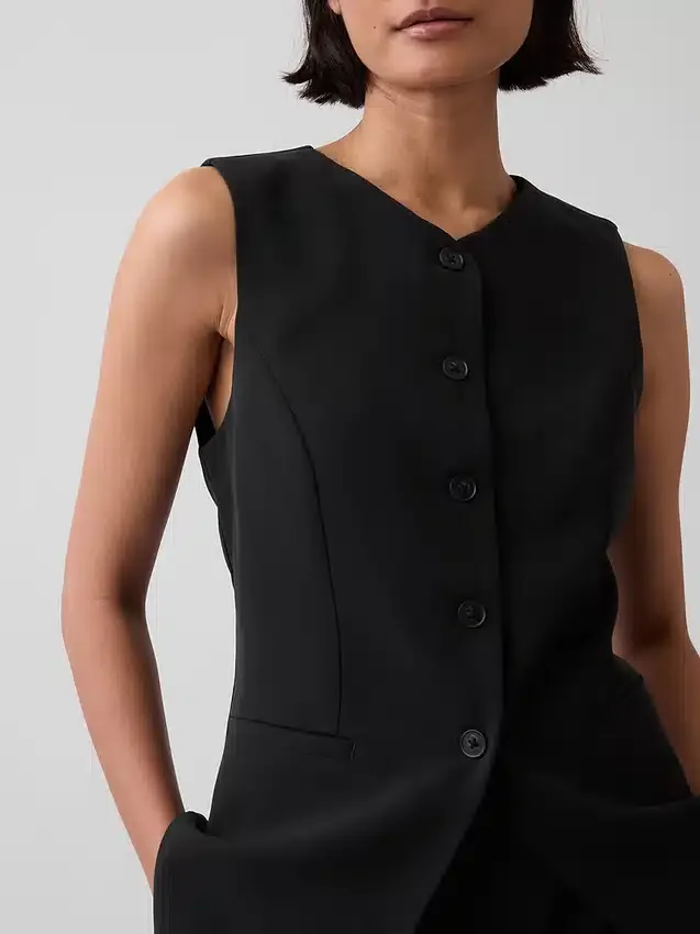 Lang model vest met hoge hals