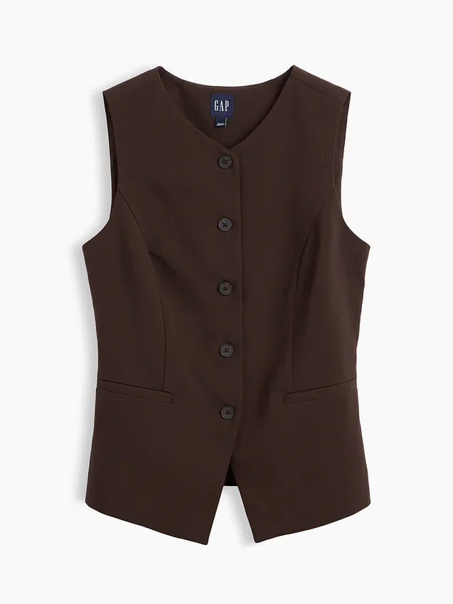 Lang model vest met hoge hals