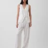 Lang model vest van linnenmix