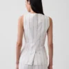 Lang model vest van linnenmix