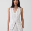 Lang model vest van linnenmix
