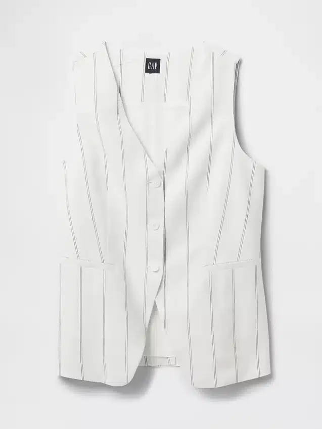 Lang model vest van linnenmix