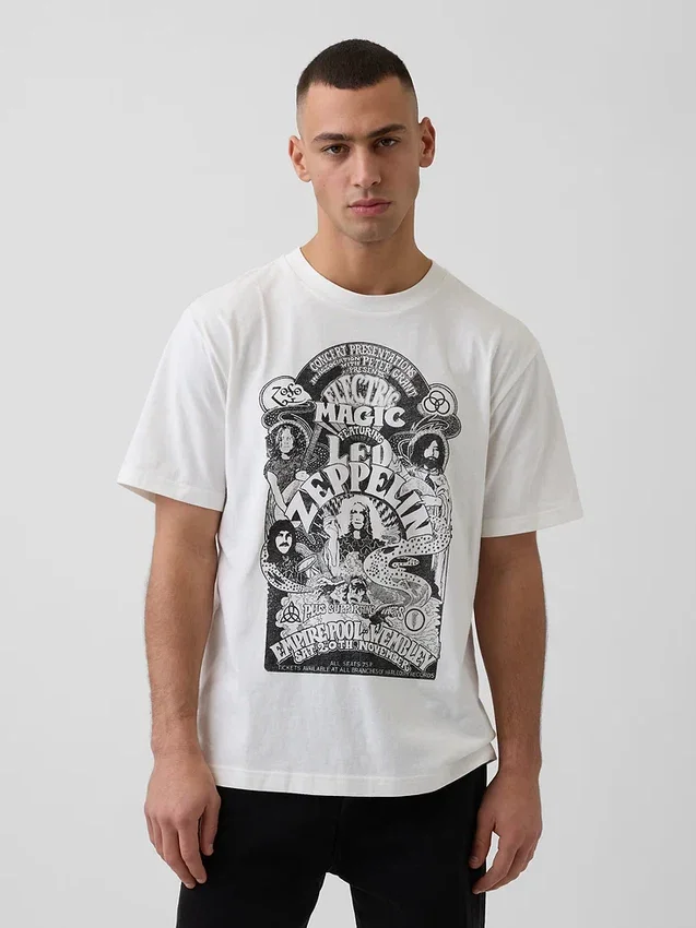 Led Zeppelin T-shirt met print in relaxte pasvorm