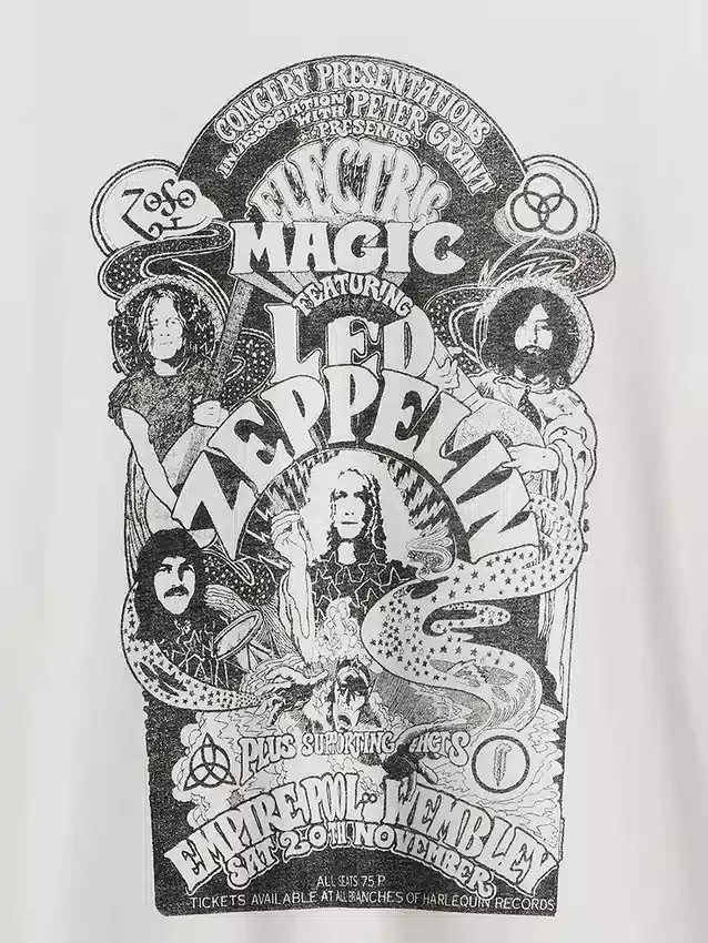 Led Zeppelin T-shirt met print in relaxte pasvorm