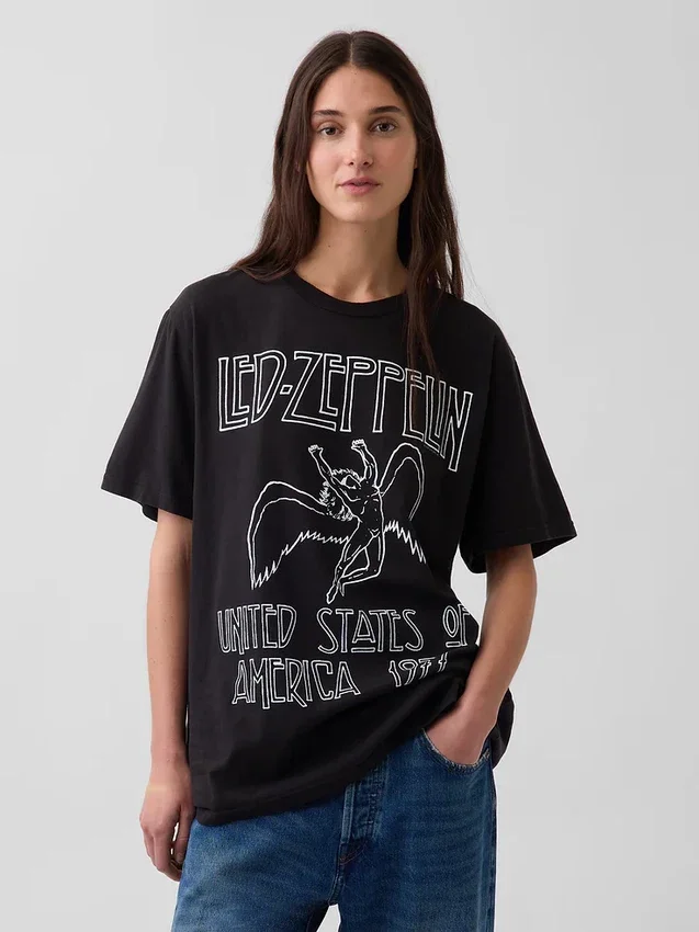 Led Zeppelin T-shirt met print in relaxte pasvorm