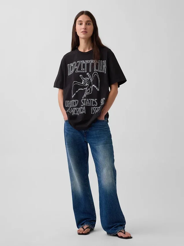 Led Zeppelin T-shirt met print in relaxte pasvorm