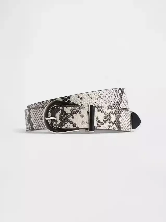 Leren riem met slangenprint