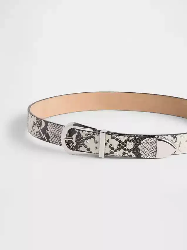 Leren riem met slangenprint