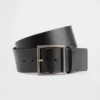 Leren riem met vierkante gesp