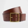 Leren riem met vierkante gesp