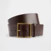 Leren riem met vierkante gesp