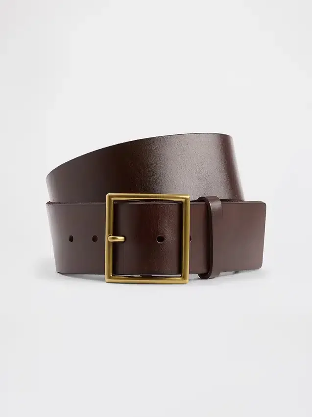 Leren riem met vierkante gesp