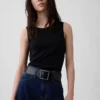 Leren riem met vierkante gesp